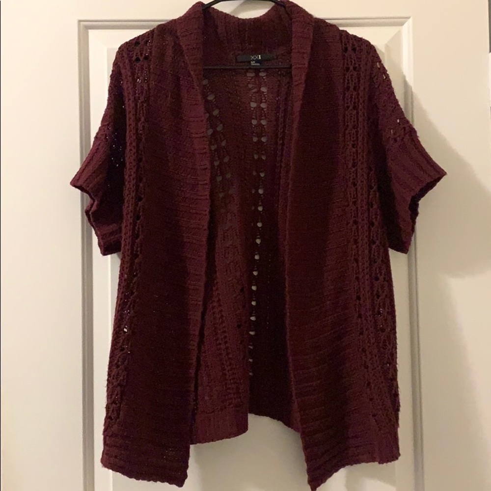 Maroon knit cardigan